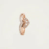 Elegant Rose Gold Flower Pave Ring with Sparkling Curved Band