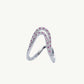 Elegant Pink Stone Pavé Wave Ring for Women
