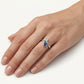 Elegant Blue Sapphire & Crystal Butterfly Adjustable Ring – Silver Finish