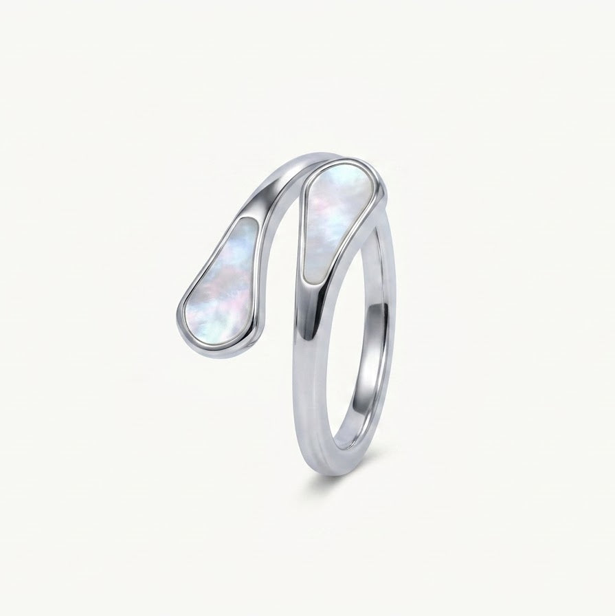 Elegant Mother of Pearl Open Cuff Ring for Women