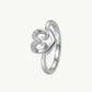 Elegant Silver Heart Ring with Sparkling Pavé Stones