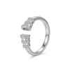 Elegant Silver Open-Ended Ring with Crystal Baguette Detailing