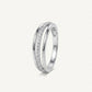 Elegant Silver Double Band Pavé Ring with Sparkling Clear Stones