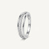 Elegant Silver Double Band Pavé Ring with Sparkling Clear Stones