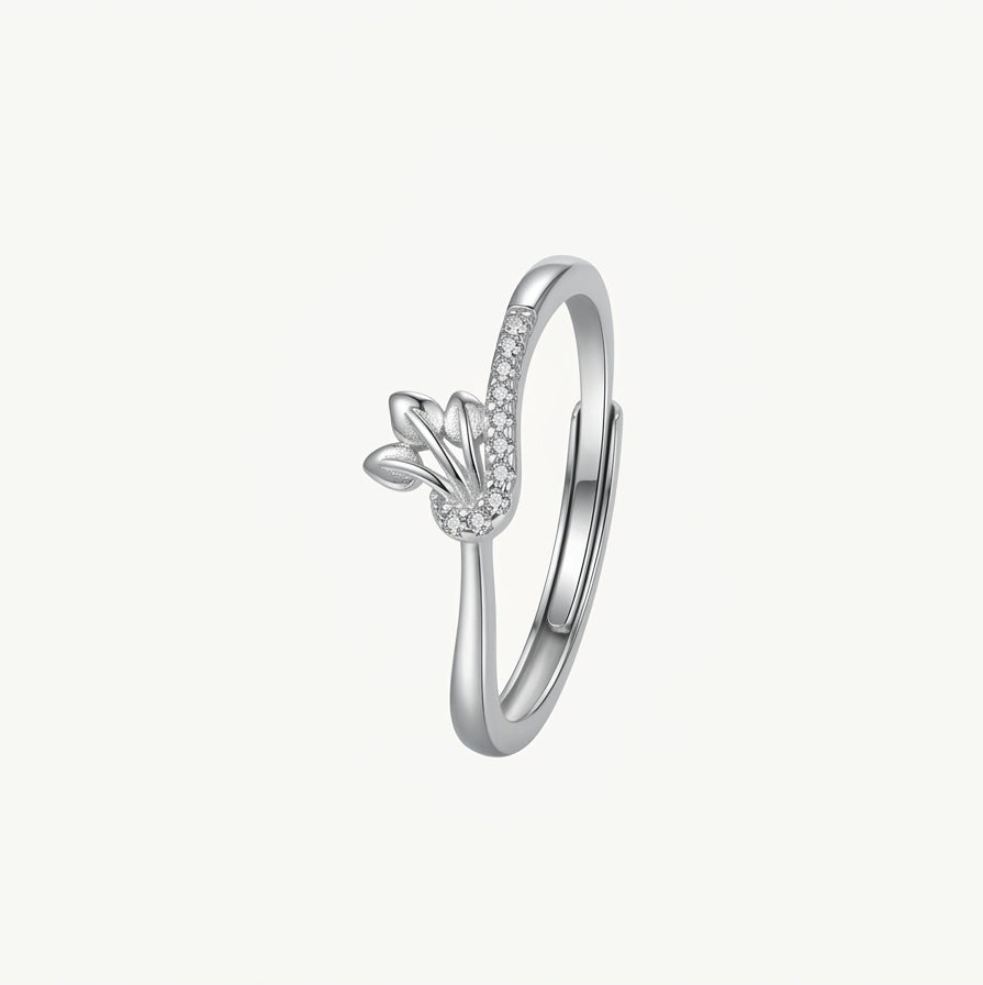 Elegant Silver Butterfly Ring with Sparkling Pavé Detail