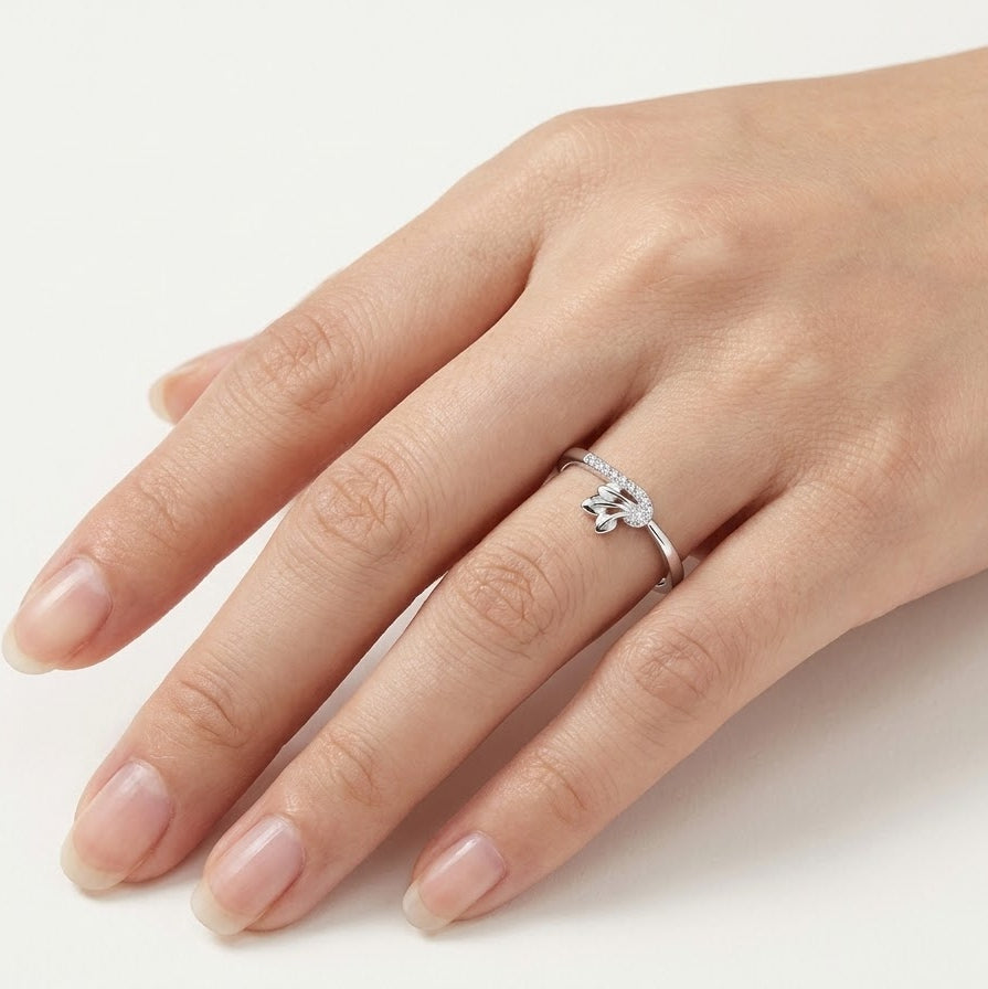 Elegant Silver Butterfly Ring with Sparkling Pavé Detail