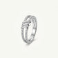 Elegant Silver Double Band Ring with Sparkling Stone Detailing