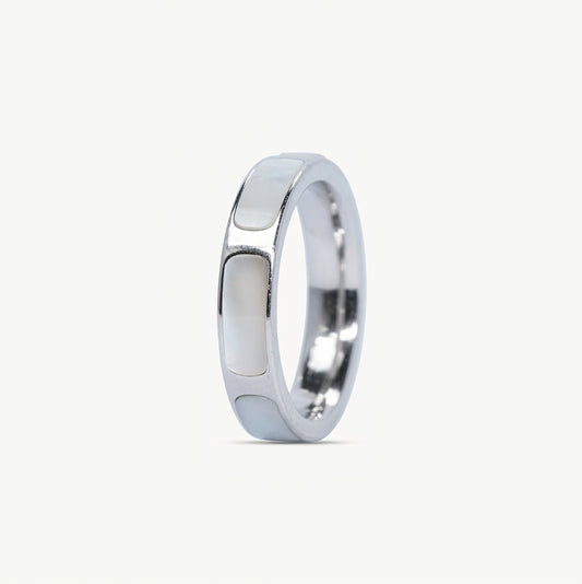 Elegant White Inlay Geometric Band Ring for Women