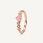 Elegant Rose Gold Heart Ring with Pink Enamel Detail