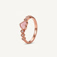 Elegant Rose Gold Heart Ring with Pink Enamel Detail