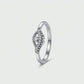 Elegant Halo-Leaf Crystal Ring with Sparkling Center Stone