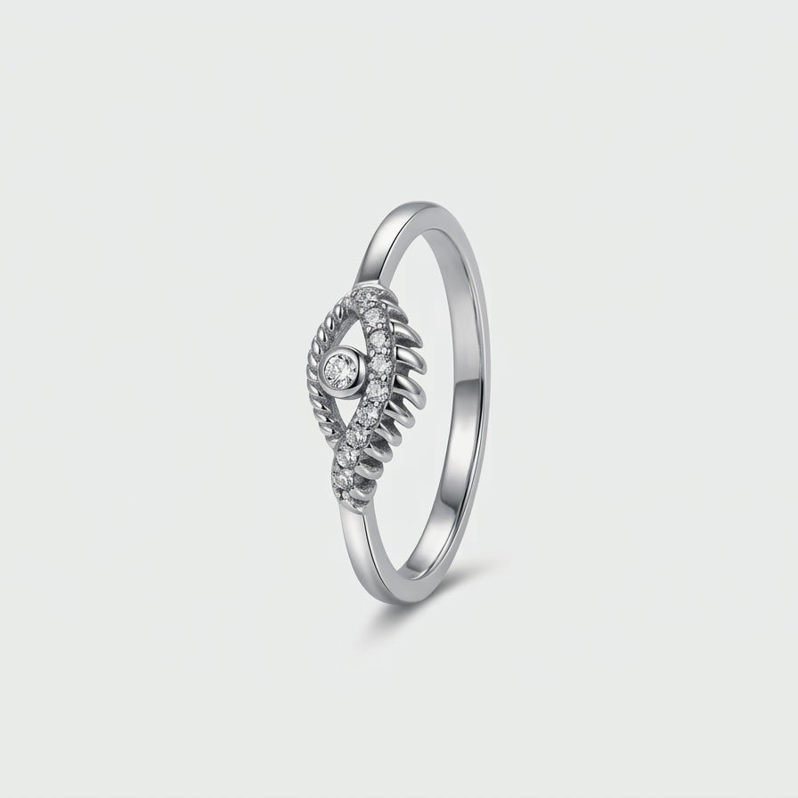 Elegant Halo-Leaf Crystal Ring with Sparkling Center Stone