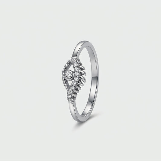 Elegant Halo-Leaf Crystal Ring with Sparkling Center Stone