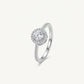 Elegant Round Halo Pavé Ring with Brilliant Clear Centre Stone