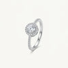 Elegant Round Halo Pavé Ring with Brilliant Clear Centre Stone