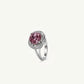 Elegant Pink-Purple Halo Crystal Solitaire Ring for Women