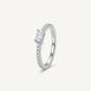 Elegant Silver Emerald-Cut Halo Accent Ring