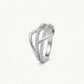 Elegant Silver Openwork Ring with Double Sparkling Bands