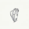 Elegant Silver Openwork Ring with Double Sparkling Bands