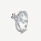 Elegant Heart Blue Stone & Floral Pavé Ring for Women