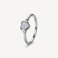 Elegant Heart-Shaped Crystal Ring with Polished Silver-Tone Band