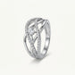 Elegant Silver Double Band Ring with Sparkling Center Stone