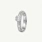 Elegant Baguette & Round Stone Halo Statement Ring for Women