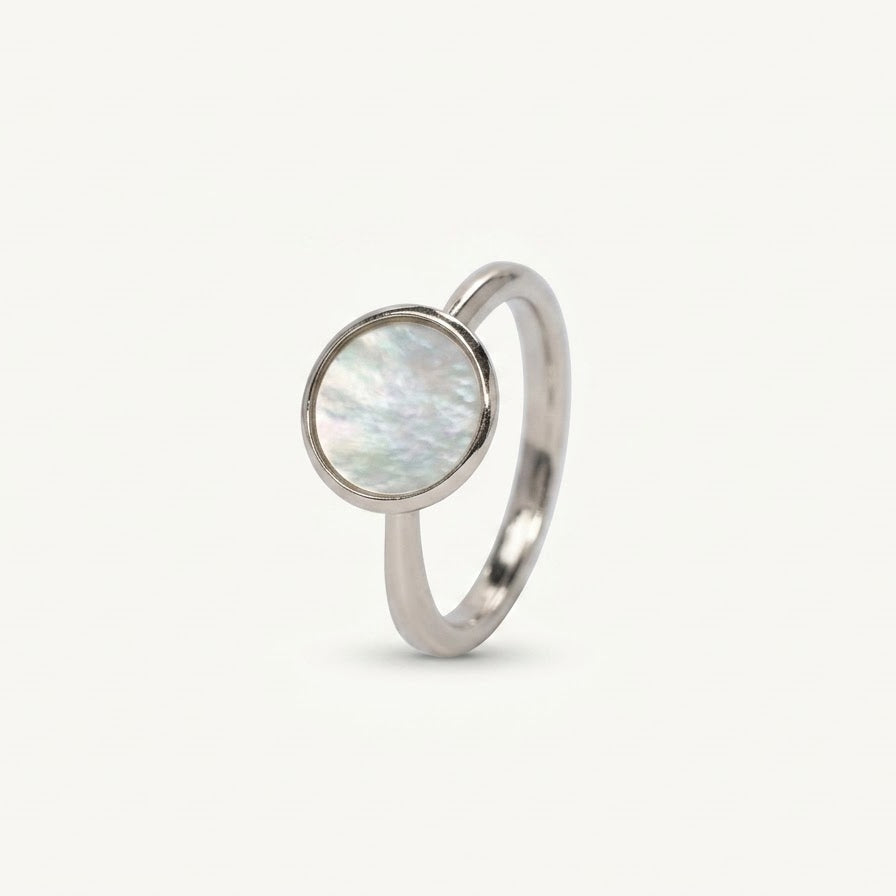 Elegant Round Mother of Pearl Style Statement Ring for Women