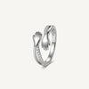 Elegant Silver Helping Hands Open Ring with Sparkling Stones