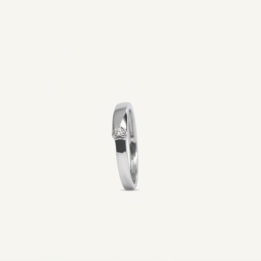 Elegant Heart Accent Ring with Polished Silver-Tone Band