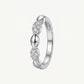 Elegant Silver Beaded Ring with Sparkling Pavé Stone Clusters