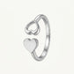 Elegant Silver Double Heart Open Ring for Women