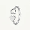 Elegant Silver Double Heart Open Ring for Women