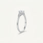 Elegant Silver Solitaire Ring with Leaf-Inspired Sparkling Design