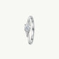 Elegant Silver Solitaire Ring with Leaf-Inspired Sparkling Design