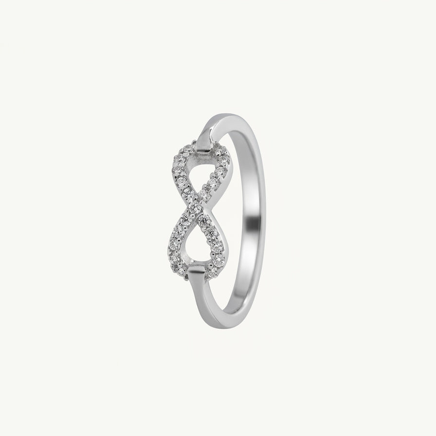 Elegant Infinity Heart Pavé Ring with Sparkling Clear Stones