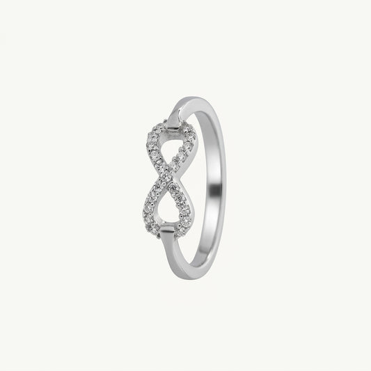 Elegant Infinity Heart Pavé Ring with Sparkling Clear Stones