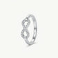 Elegant Infinity Heart Pavé Ring with Sparkling Clear Stones