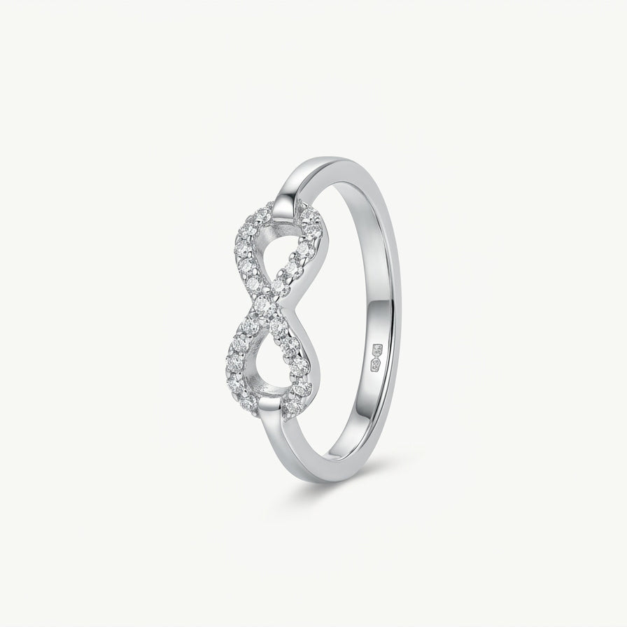 Elegant Infinity Heart Pavé Ring with Sparkling Clear Stones