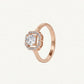 Rose Gold Cushion Halo Ring with Sparkling Stone Border
