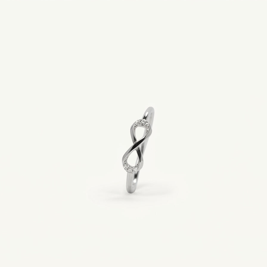 Elegant Infinity Knot Crystal Ring with Sparkling Accents