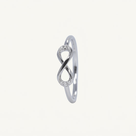 Elegant Infinity Knot Crystal Ring with Sparkling Accents
