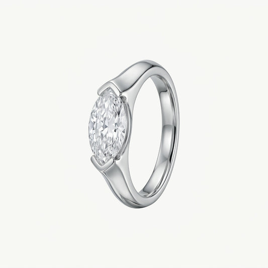 Elegant Marquise-Cut Crystal Solitaire Ring for Women