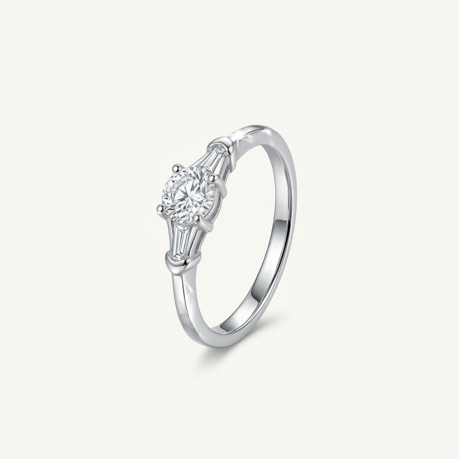 Elegant Silver Solitaire Ring with Radiant Crystal Centre Stone