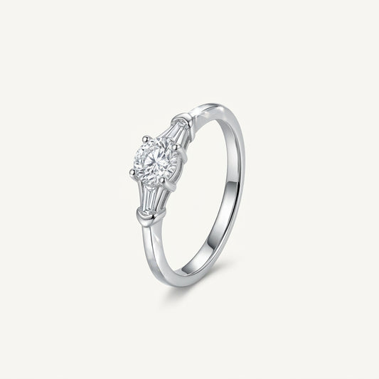 Elegant Silver Solitaire Ring with Radiant Crystal Centre Stone