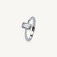 Elegant Rectangular Solitaire Ring with Clear Baguette-Cut Stone