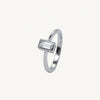 Elegant Rectangular Solitaire Ring with Clear Baguette-Cut Stone