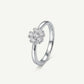 Elegant Flower Crystal Silver Ring with Sparkling Petal Design