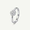Elegant Flower Crystal Silver Ring with Sparkling Petal Design