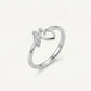 Elegant Silver Bow Pave Ring with Sparkling Detailing